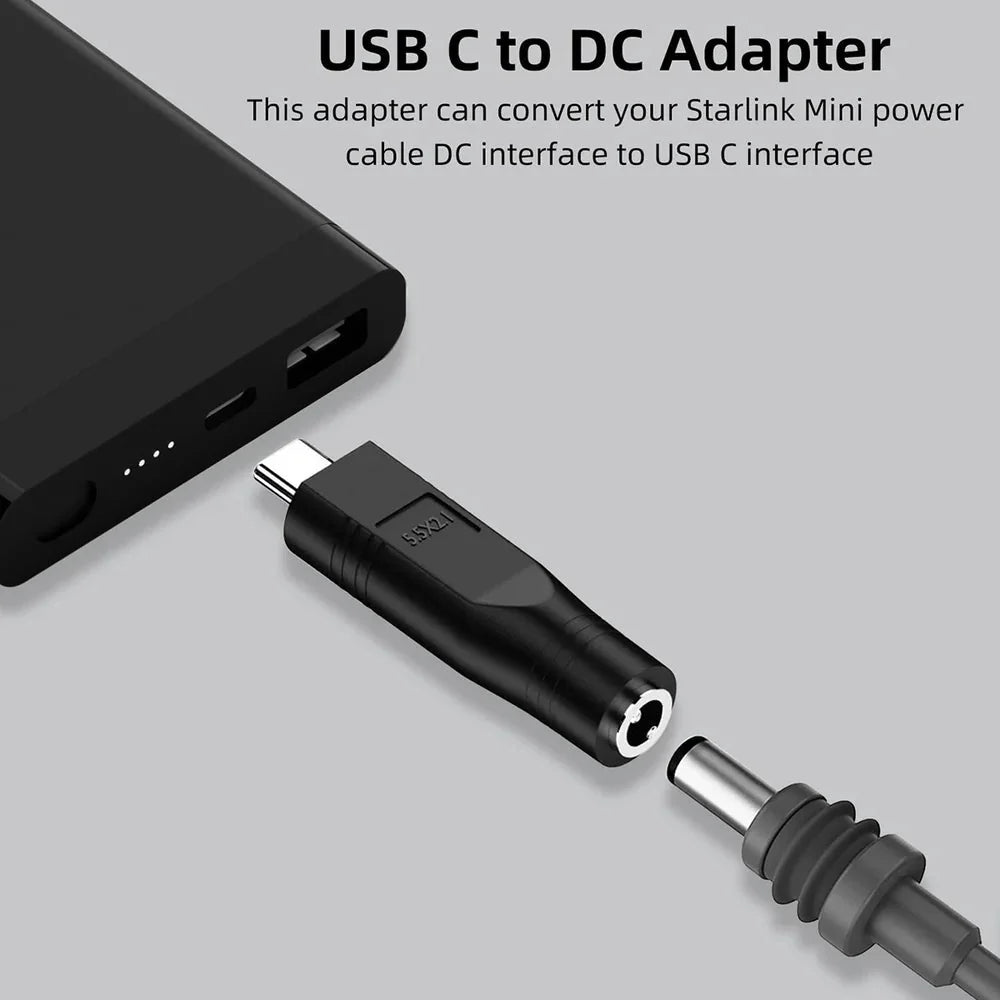 USB-C Male to DC Female Power Cable Adapter for Starlink Mini