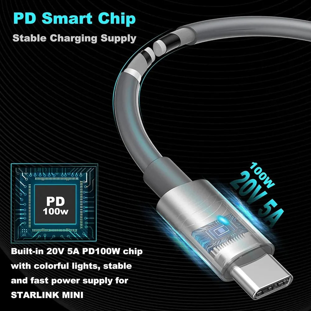 USB-C to DC Cable with LED Indicator for Starlink Mini