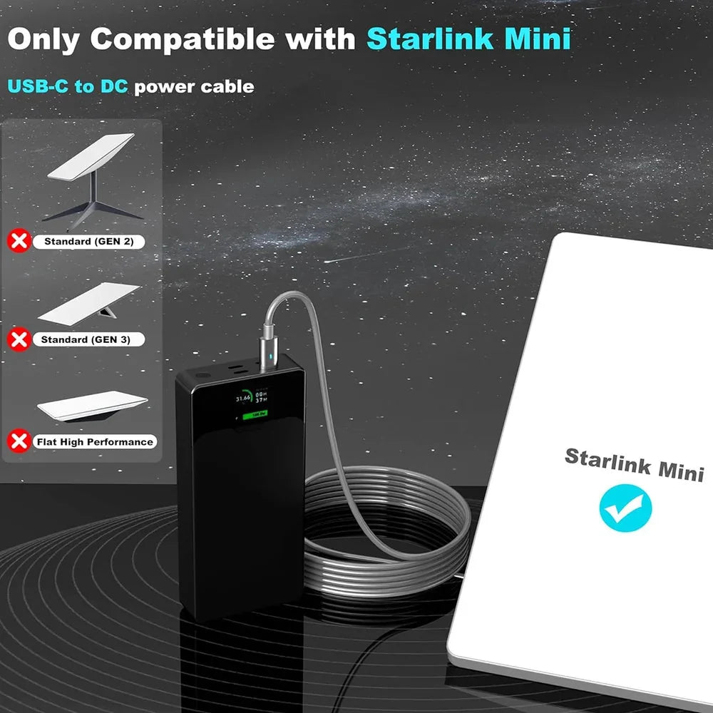 USB-C to DC Cable with LED Indicator for Starlink Mini
