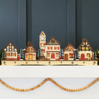 Light-Up Wooden Christmas Village - Chimney Decoration with LED Houses