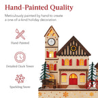 Light-Up Wooden Christmas Village - Chimney Decoration with LED Houses