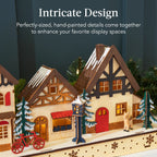 Light-Up Wooden Christmas Village - Chimney Decoration with LED Houses