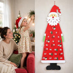 Felt Santa Advent Calendar - Reusable Hanging Calendar with 24 Compartments