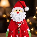 Felt Santa Advent Calendar - Reusable Hanging Calendar with 24 Compartments