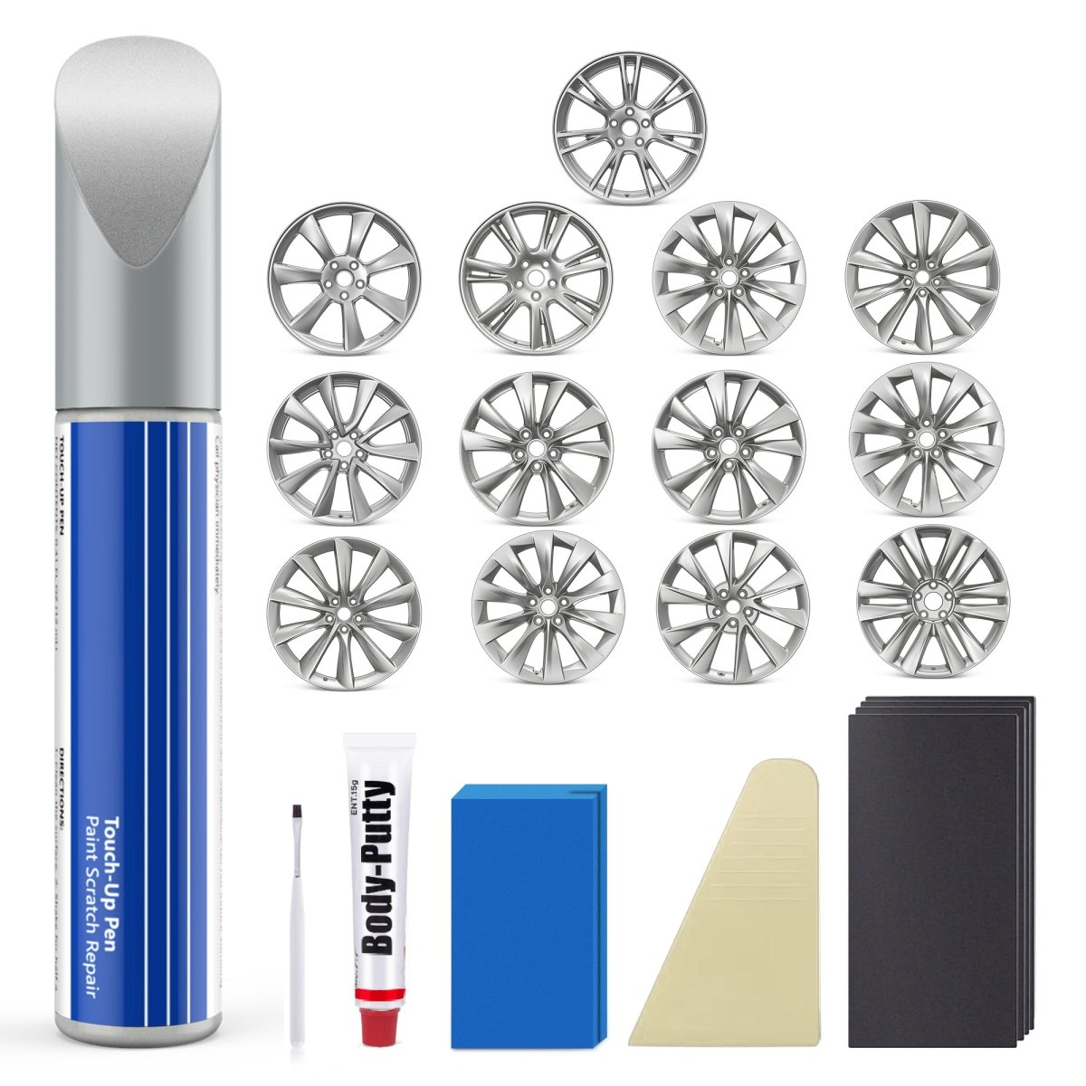 Wheel Rim Touch Up Paint Kit for Tesla Model 3/Y/S/X - DIY Curb Rash Repair with Color-Matched Paint