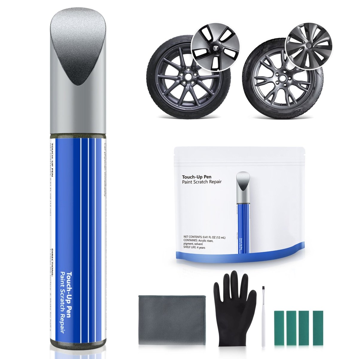 Wheel Rims Touch Up Paint Kit for Tesla Model 3/Y/S/X - DIY Curb Rash Repair with Color-matched Touch Up Paint