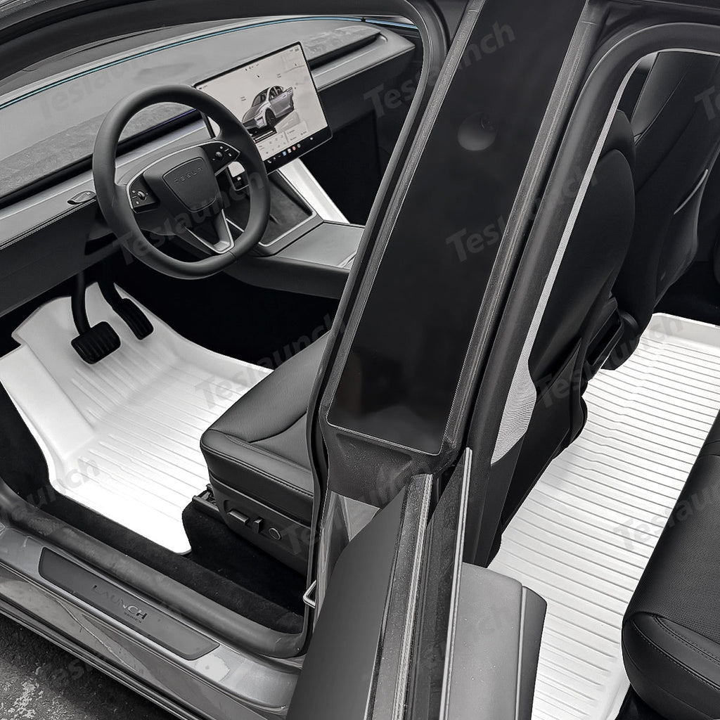 White All Weather  TPE Interior Floor Mats Cargo Liners Set for Tesla Model Y Juniper 2025+