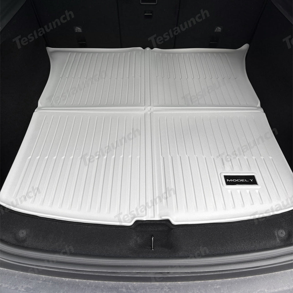 White All Weather  TPE Interior Floor Mats Cargo Liners Set for Tesla Model Y Juniper 2025+
