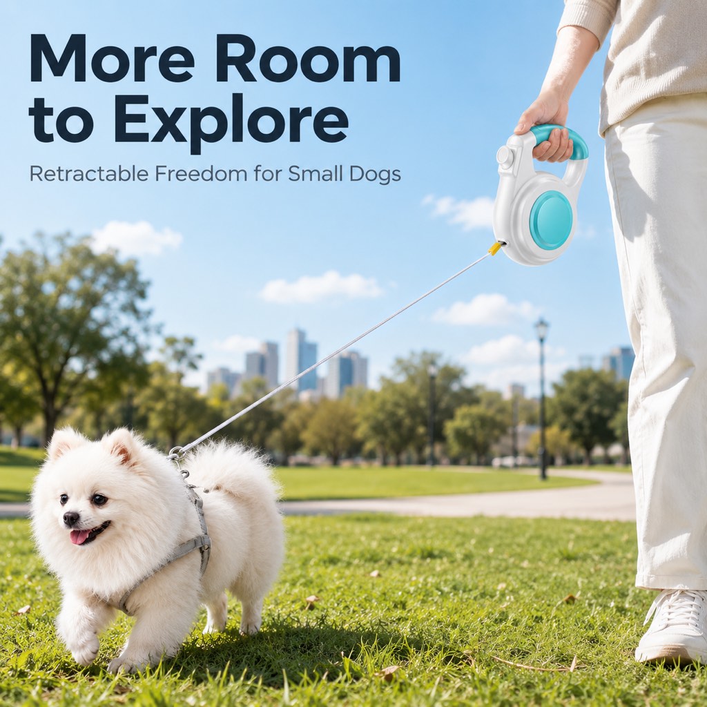 MirokenRechargeable Light-Up Retractable Dog Leash for Night Walks - Helps Small Dogs Stay Visible & Easy to Control
