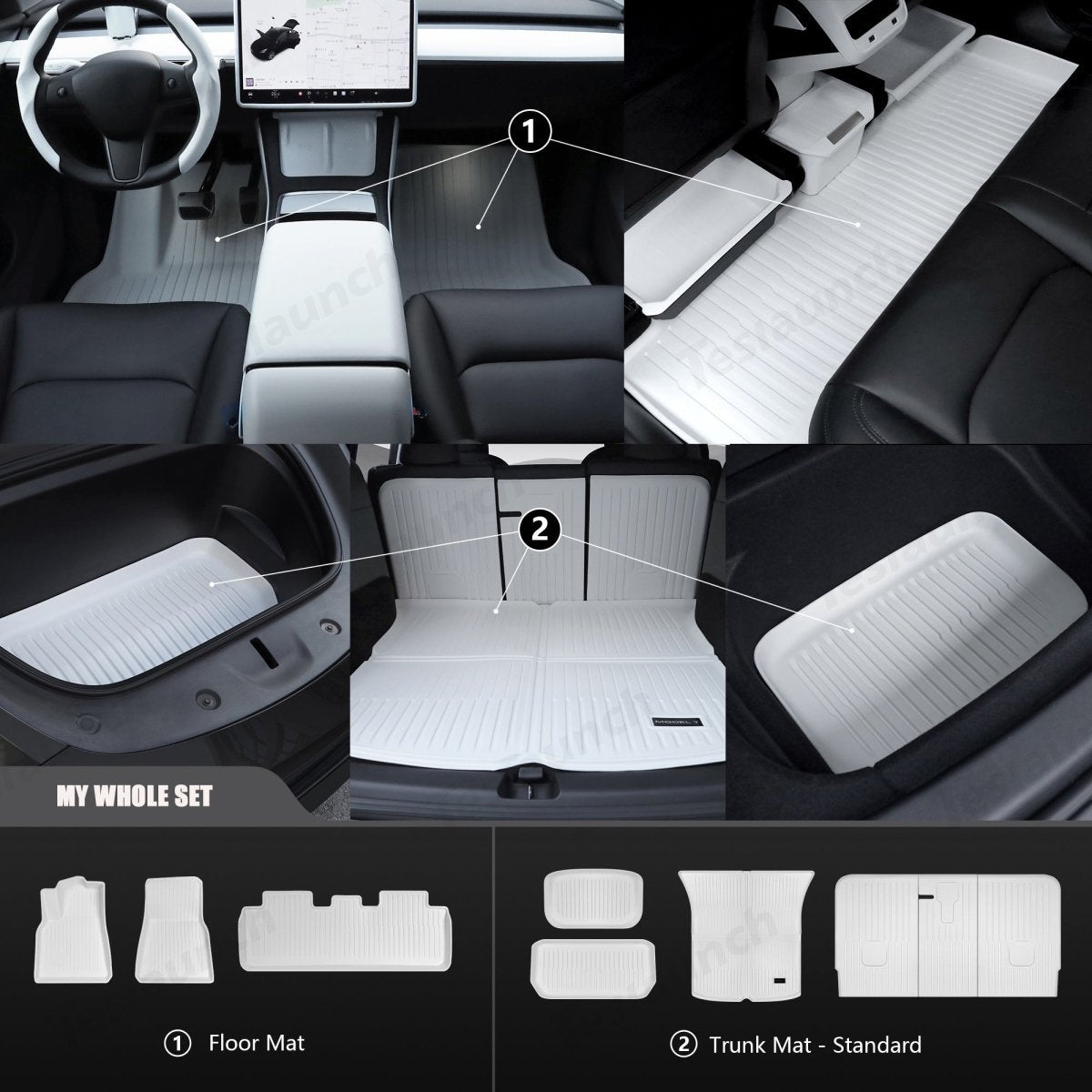 White TPE All Weather Floor Mat for Tesla Model 3/Y