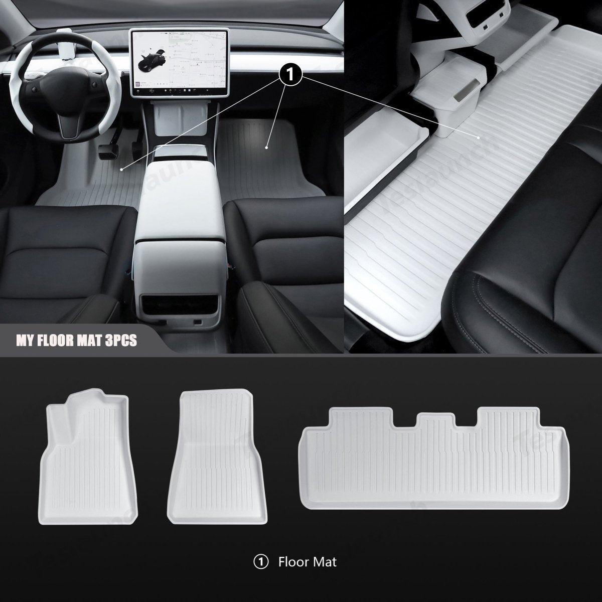 White TPE All Weather Floor Mat for Tesla Model 3/Y