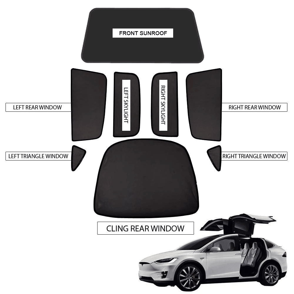 Whole Car Window & Sunroof Covercraft Dense Mesh Sunshade Kit (8 pcs) for Tesla Model X(2015-2020) Car Accessories