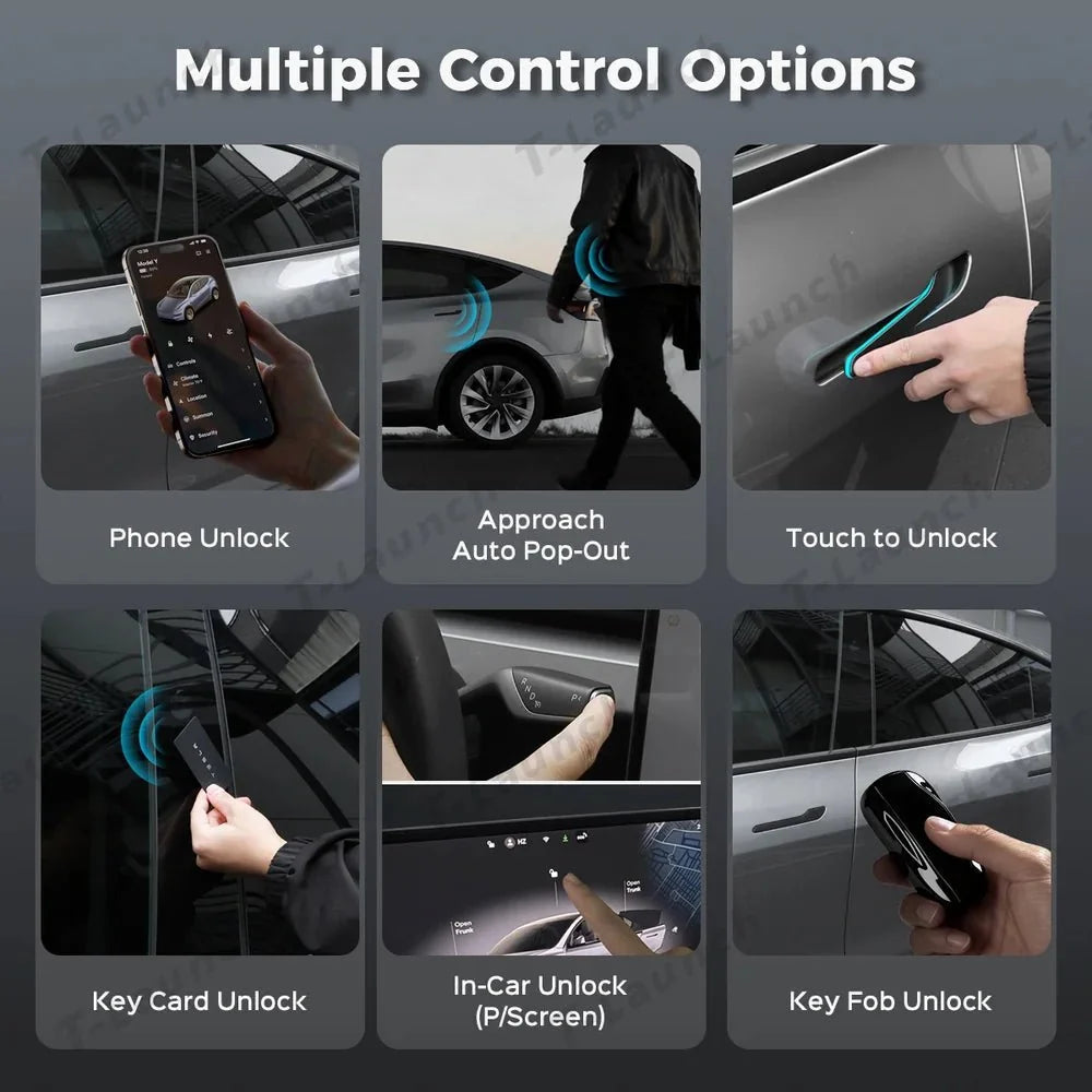 Electric Door Handle for Tesla Model 3/Y - Automatic Pop Up, RGB Light Strip (4 Pcs)