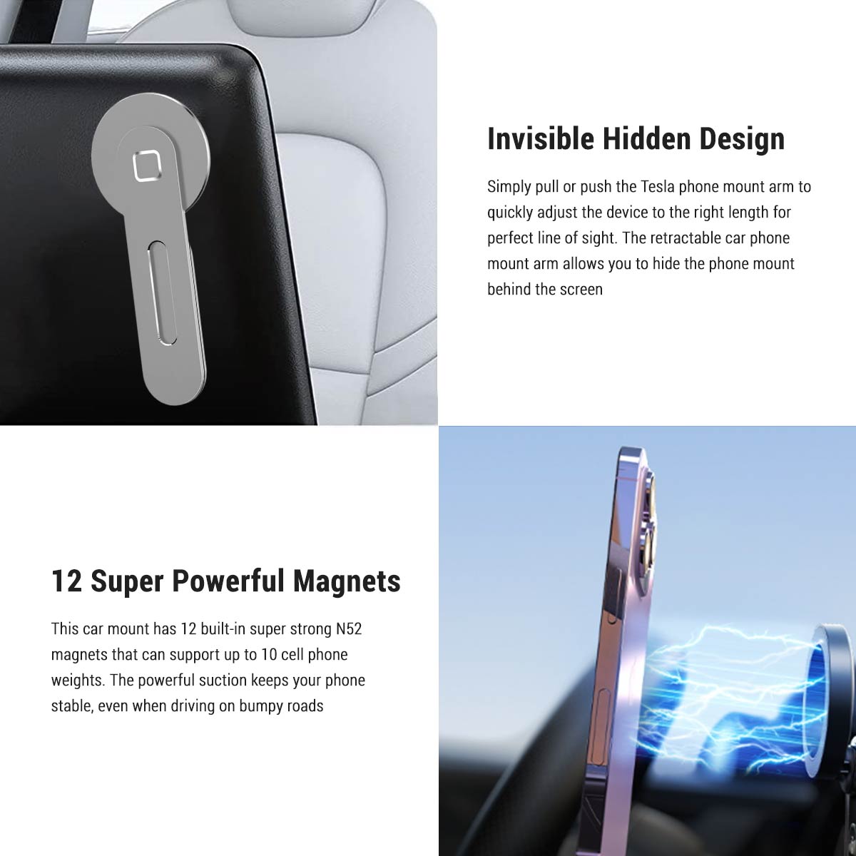 Miroken Wireless Magsafe Mount for Tesla Model 3/Y/S/X/Cybertruck