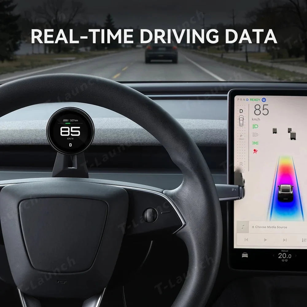 Wireless Mini HUD Display – Smart Driving Screen for Tesla Model Y Juniper 2025+/ Model 3 Highland 2024+