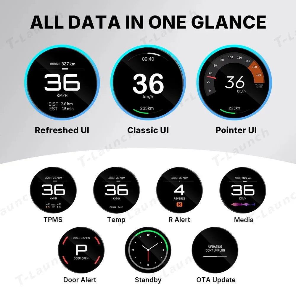 Wireless Mini HUD Display – Smart Driving Screen for Tesla Model Y Juniper 2025+/ Model 3 Highland 2024+