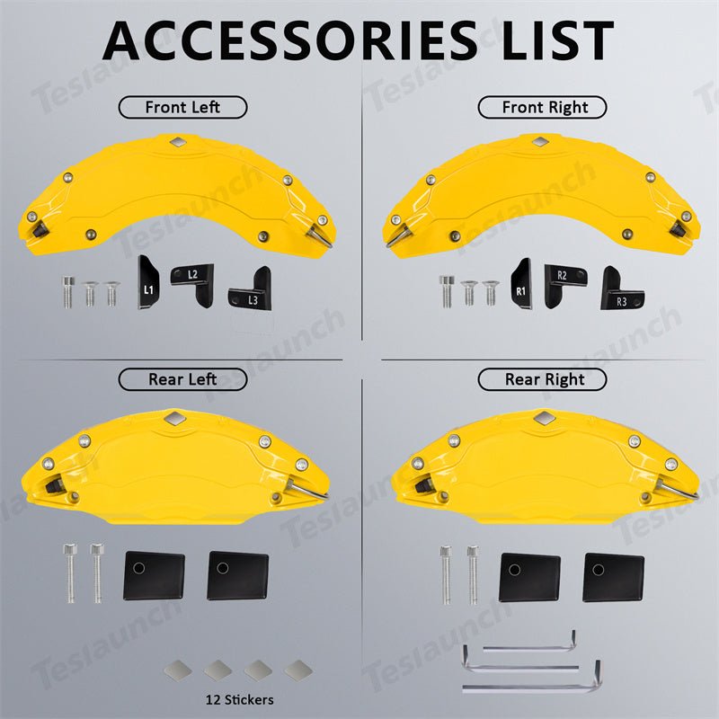 Yellow 2021-2026 Model S/X Brake Caliper Covers (4Pcs) for Tesla
