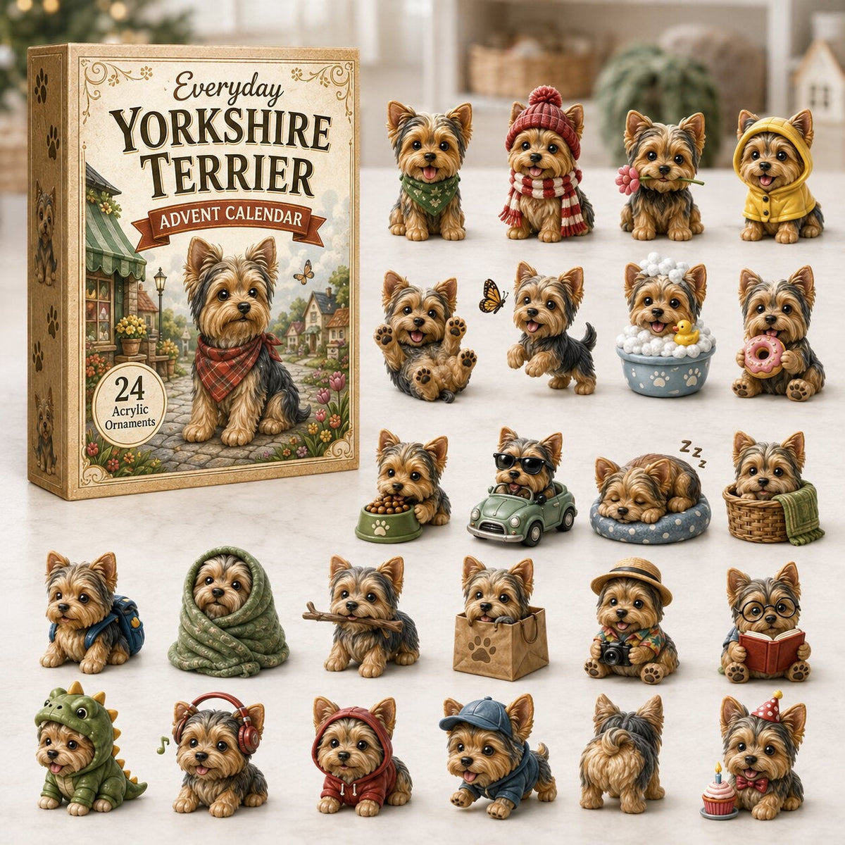 Yorkshire Terrier Advent Calendar 2026 - 24 Yorkie Ornaments