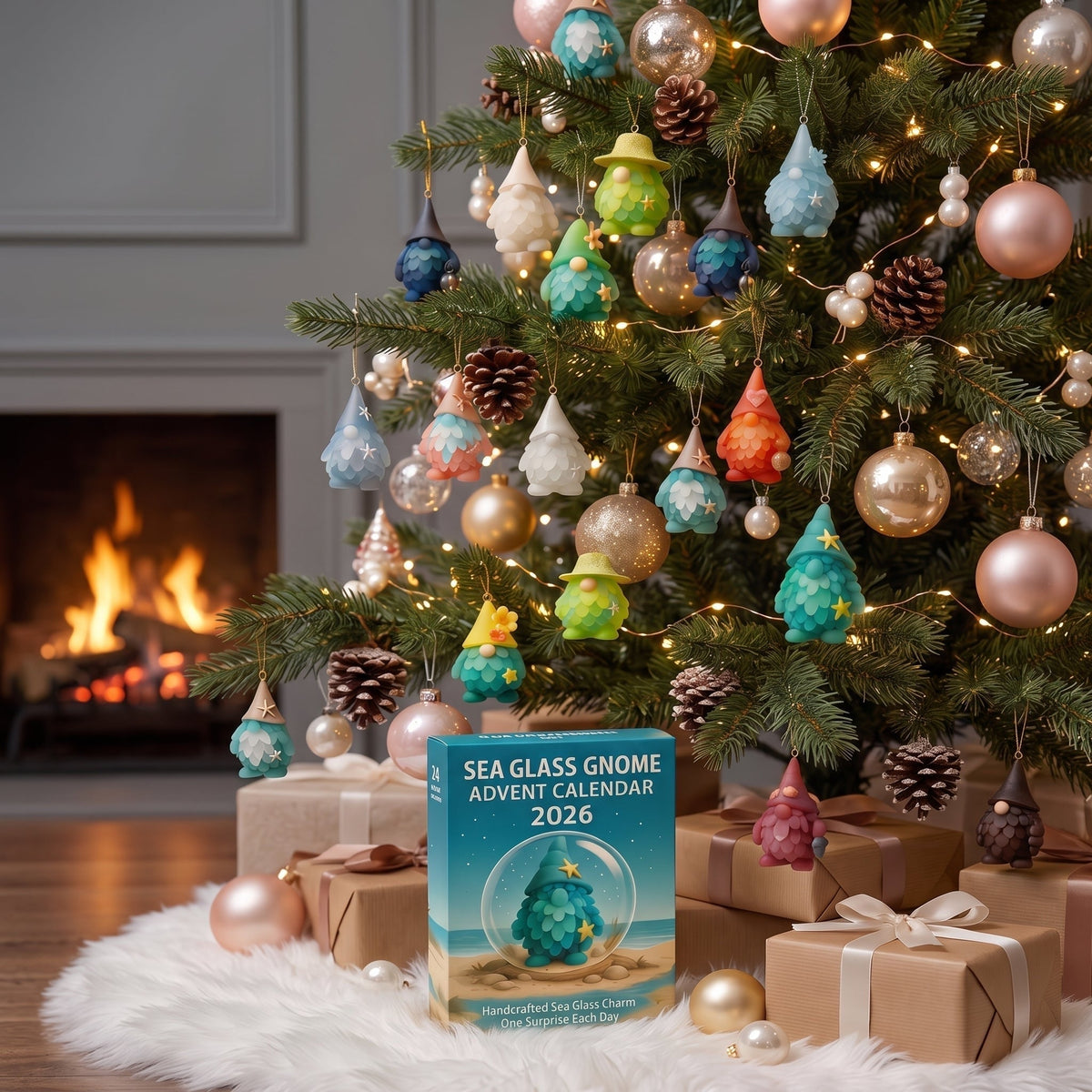 Sea Glass Gnome Advent Calendar 2026 - 24 Sea Glass Gnome Ornaments