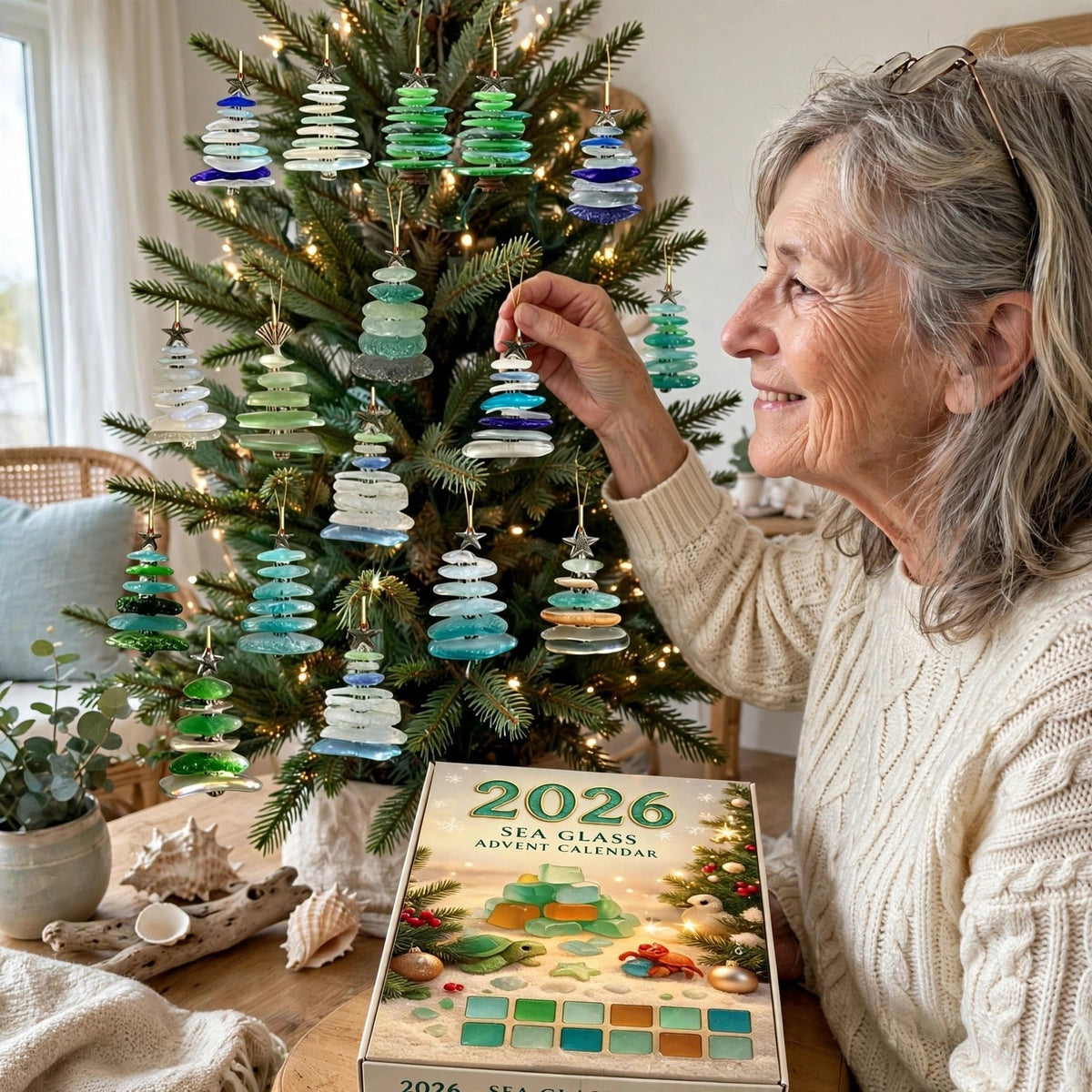 Sea Glass Christmas Tree Advent Calendar 2026 - 24 Sea Glass Christmas Tree Ornaments