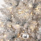 Silver Tinsel Christmas Tree 1,8 m - Slim with 300 LED Lights