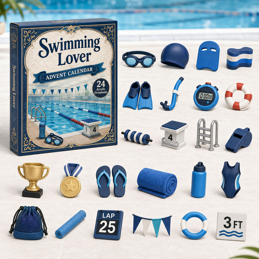 Swimming Advent Calendar 2026 - 24 Acrylic Swimming Ornaments for Swimmers